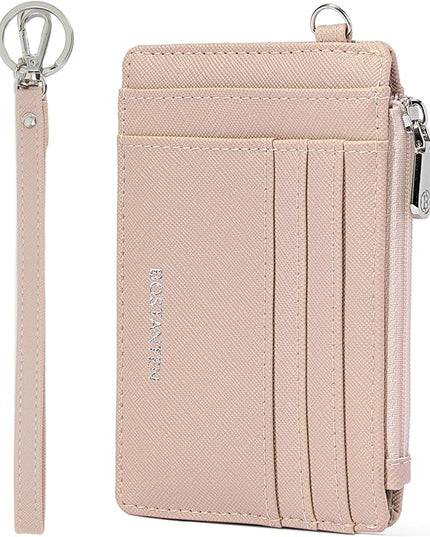 BOSTANTEN Small Wallet For Women RFID Leather Credit Card Holder Slim Wristlet Keychain Wallet With Zipper Pocket