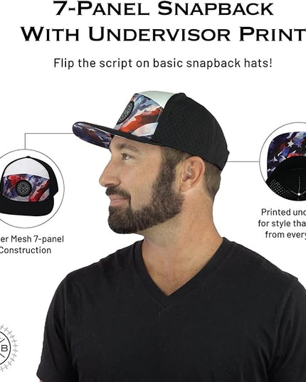 The Heartbeat Brand Color Vibes Flag Laser Mesh Snapback Hat for Men & Women | Flat Bill Trucker Hat | Undervisor Design