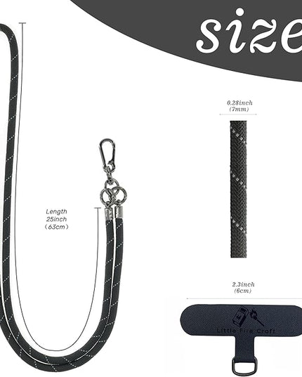 Phone Lanyard Universal Cell Phone Strap Crossbody Strap for iPhone Lanyard Around the Neck Extra Long Rope with Tether Tab for Men and Women (Black Reflective)