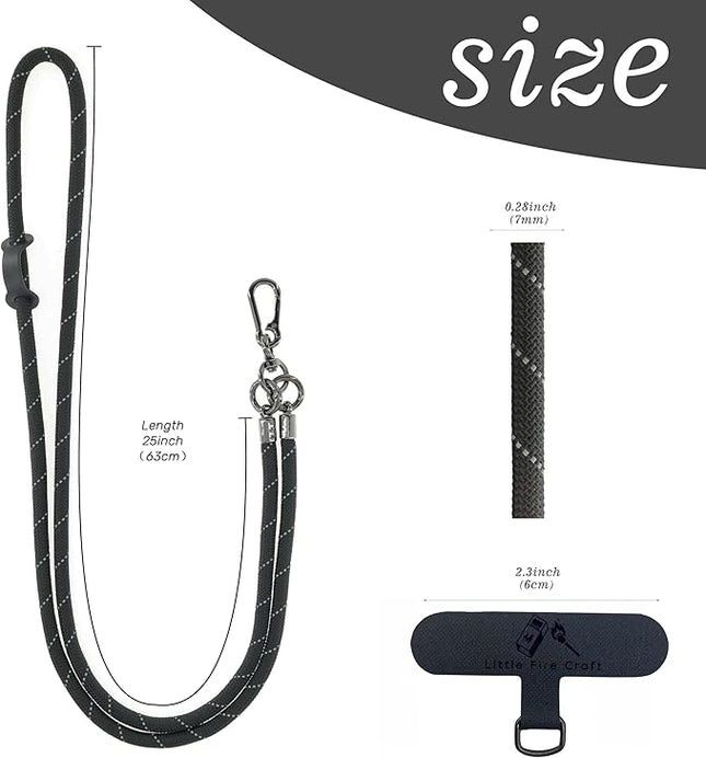 Phone Lanyard Universal Cell Phone Strap Crossbody Strap for iPhone Lanyard Around the Neck Extra Long Rope with Tether Tab for Men and Women (Black Reflective)