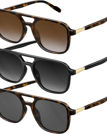 Retro Aviator Sunglasses for Women Men:Polarized Trendy Vintage 70s Rectangle Womens Shades Sun Glasses UV Protection