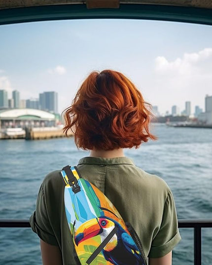 Animal Face Sling Bag Crossbody Bags Chest Bag Backpack for Travel Running and Hiking for Men Women Colorful Parrot 1