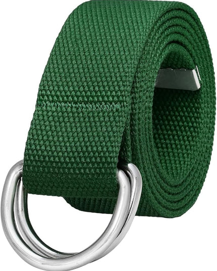 Falari Canvas Web Belt Metal Double D Ring Buckle for Men Women Casual Cloth Military Style Belt 1 1/2" Wide