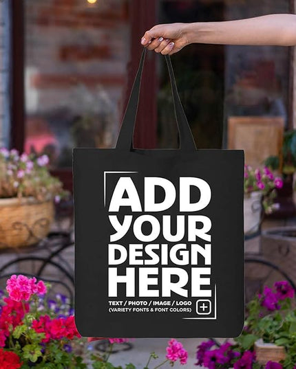 shop4ever Personalized Custom Design Your Own Eco Cotton Tote Reusable Shopping Bag Customizable Gift