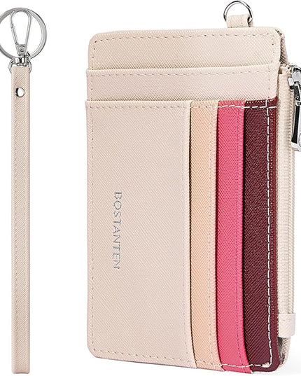 BOSTANTEN Small Wallet For Women RFID Leather Credit Card Holder Slim Wristlet Keychain Wallet With Zipper Pocket
