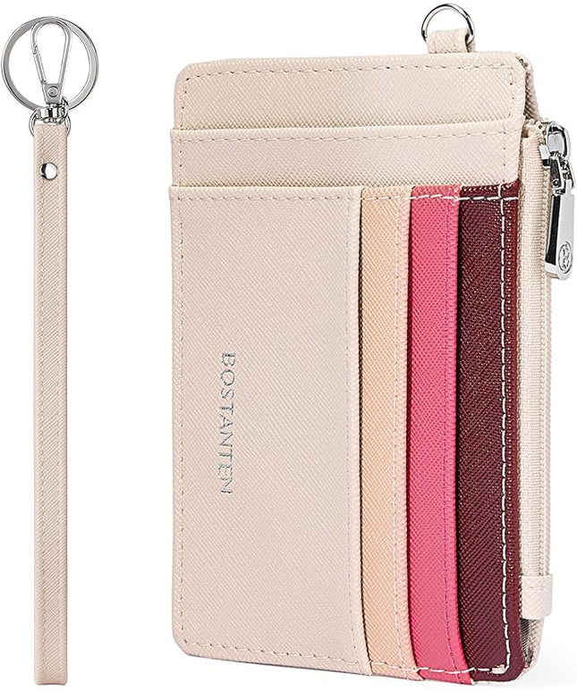 BOSTANTEN Small Wallet For Women RFID Leather Credit Card Holder Slim Wristlet Keychain Wallet With Zipper Pocket