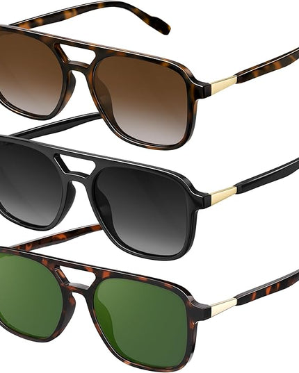 Retro Aviator Sunglasses for Women Men:Polarized Trendy Vintage 70s Rectangle Womens Shades Sun Glasses UV Protection