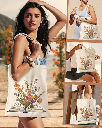 Canvas Tote Bag with Zipper Handles for Women Bridesmaid Birthday Wedding Mother Ladies Shopping Gift Bags