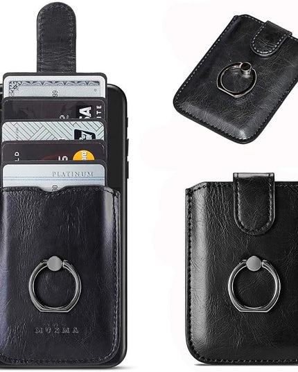 BIAJIYA Phone Card Holder RFID Leather Wallet Credit Adhesive Cell Case Stick-on Card Holder for Women and Men Back of Phone for Most of Smartphones