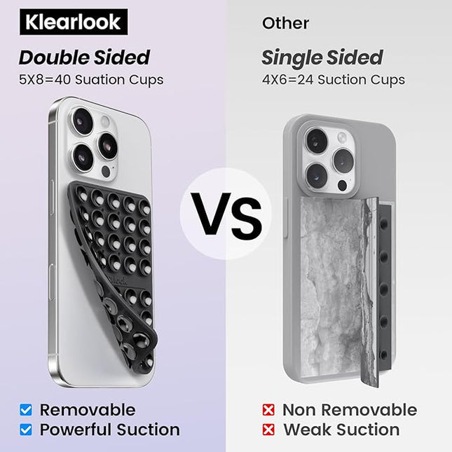 2PCS Silicone Suction Cup Phone Case Mount Double Sided, Hands-Free Phone Accessories Holder for Selfies and Videos, Silicon Sticky Phone Grip for iPhone and Android Transparent&Lavender