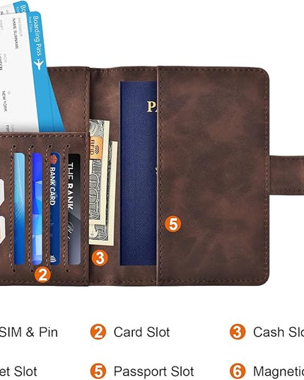 Eoehro Passport Holder for Travel Essentials, Passport Wallet Cover Case for Travel Must Haves Accessories,Passport Book Holders for Women and Men(coffee)