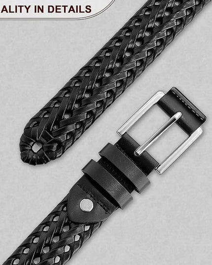 BULLIANT Mens Belts,Leather Woven Braided Belts for Gift Men Casual Jeans Golf