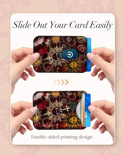 Shorogyt Compatible with Magsafe Wallet Magnetic Card Holder - Red Sun Phone Wallets for Women Teen Girls Cute for iPhone 17/16/15/14/13/12 Series Slim for Apple Mag RFID Magnet, Fit 3 Cards