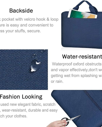 Voova Laptop Bag 17 17.3 Inch, 360° Protective Laptop Case Sleeve with Shoulder Strap Compatible with 17-18 Inch Lenovo Asus Acer Dell Hp, Waterproof Computer Bag Slim Briefcase for Men Women, Blue