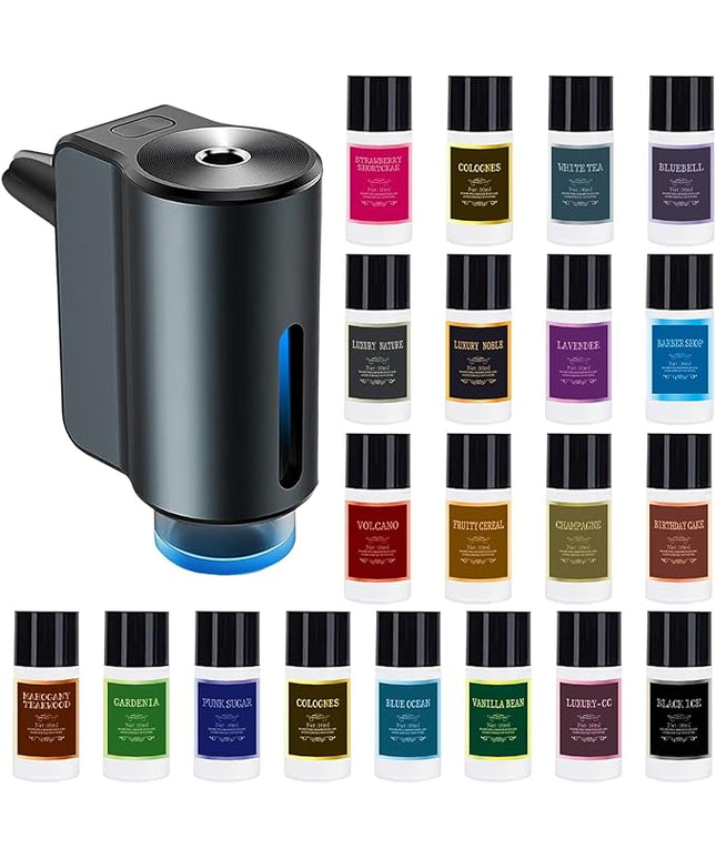 Car Air Freshener Diffuser,Smart Car Aroma Diffuser Air Freshener Spray Automatic with 20PCS Cologne Aromatherapy Oil (Grey-2)