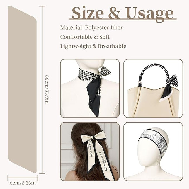 4 Pack Purse Scarf Handbags Skinny Twill Hair Scarves Narrow Neck Scarf Band Women Fashion Accessories Bag Charms