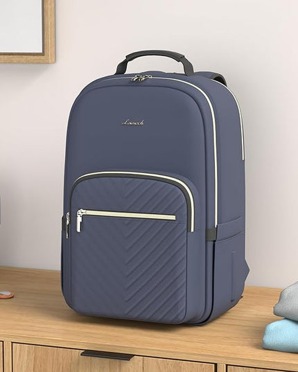 LOVEVOOK Laptop Backpack for Women 17.3 inch,Cute Womens Travel Backpack Purse,Professional Laptop Computer Bag,Waterproof Work Business College Teacher Bags Carry on Backpack with USB Port,Navy Blue