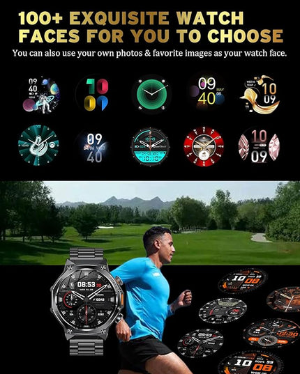 Fitness Smart Watch for Men Women, Bluetooth Calling & 1.8" AMOLED, SpO2/Heart Rate/Sleep Tracker, 100+ Workout Modes, IP67 Waterproof, 7+Day Battery, iPhone Android Compatible (Space Gray)