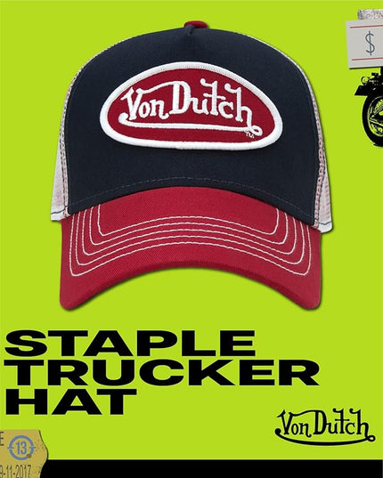 Von Dutch Unisex Trucker Hat - Curved Bill Mesh Back Retro Classic Adjustable Snapback Baseball Cap for Men and Women