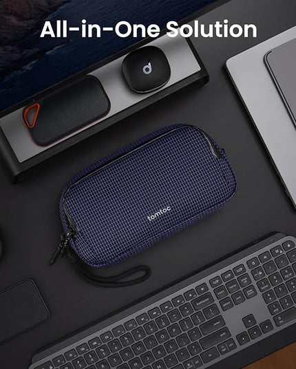 tomtoc Electronic Organizer Travel Case Performance, Water Resistant Dual Compartment Cable Organization Storage Bag for Charger, Cord, Phone, Hard Drive, Power Bank, Accessories Travel Essentials