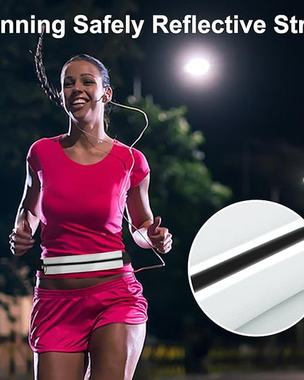 Slim Running Belt For Men and Women Waist Fanny Pack Phone Holder Pouch Bag Reflective Zipper Pocket Workout Cycling Fitness