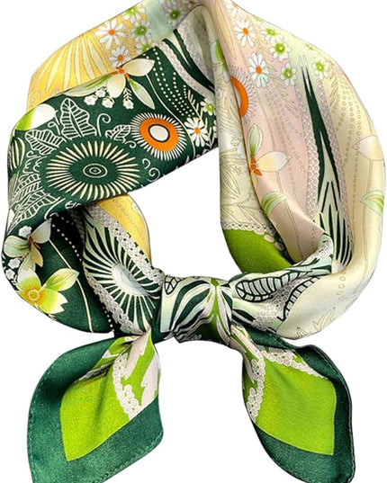 kcctoo 27.5" Mulberry Silk Feeling Head Scarf Women's Fashion Square Neck Satin Scarfs for Bag Hair Scarves Gift