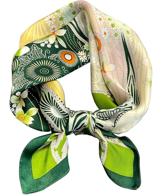 kcctoo 27.5" Mulberry Silk Feeling Head Scarf Women's Fashion Square Neck Satin Scarfs for Bag Hair Scarves Gift