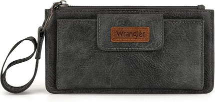 Montana West X Wrangler Wallet for Women Ladies Female Card Cases & Money Organizers Wristlet with Wallet Large Clutch with Coin Purse Smooth Zipper and Rfid Lining