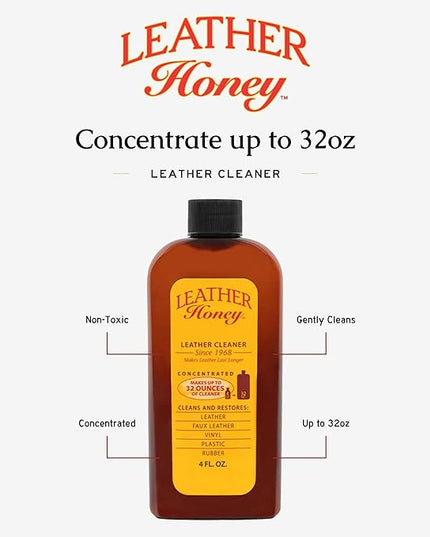Leather Honey Leather Cleaner: Non-Toxic Leather Care Made in the USA Since 1968. Deep Cleans Leather, Faux & Vinyl - Couches, Car Seats, Purses, Tack, Shoes & Bags. Safe Any Colors & White Leather