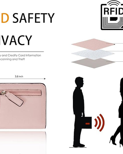 Toughergun Women’s Small Slim Leather Wallet with RFID Protection, Compact Bifold Mini Purse with Clear ID Window