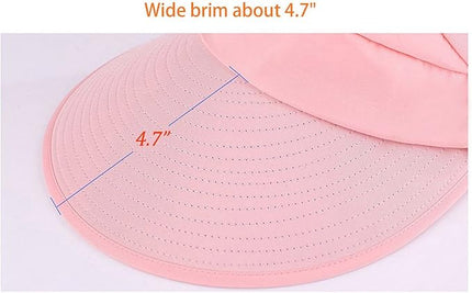 HINDAWI Sun Hats for Women Wide Brim UV Protection Sun Hat Summer Beach Packable Visor