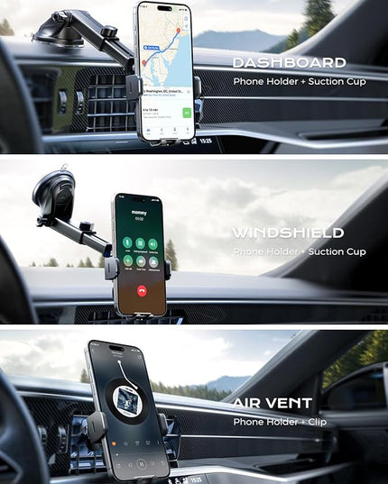 CHGeek Wireless Car Charger, 15W Fast Charging Auto Clamping Phone Holders for Your Car Phone Mount for Car fit for iPhone 17 16 15 14 13 12 Pro Max 11 XR XS, Samsung Galaxy S25 Ultra S24 S23, Black