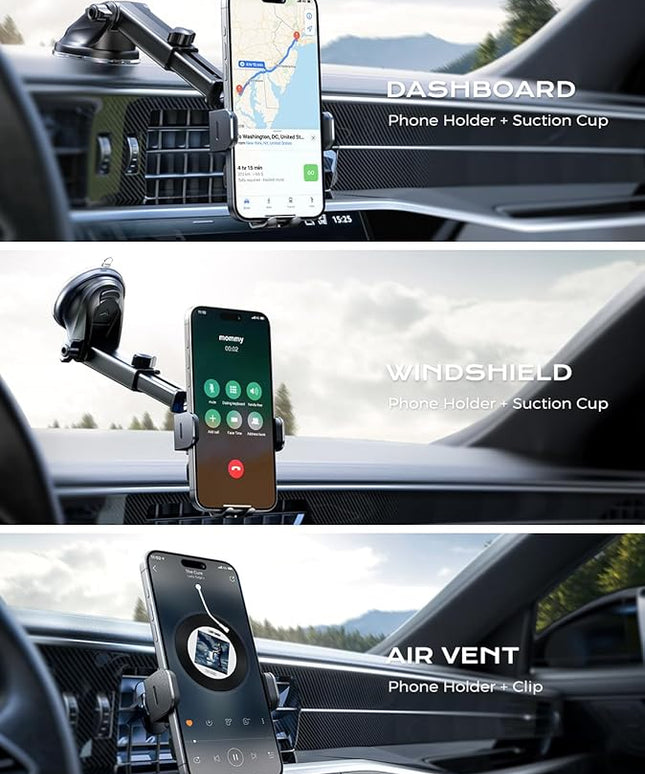 CHGeek Wireless Car Charger, 15W Fast Charging Auto Clamping Phone Holders for Your Car Phone Mount for Car fit for iPhone 17 16 15 14 13 12 Pro Max 11 XR XS, Samsung Galaxy S25 Ultra S24 S23, Black