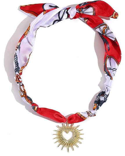 HETICA Scarf Necklace for Women Silk Western Charm Necklaces Fashion Accessory Jewelry Gift