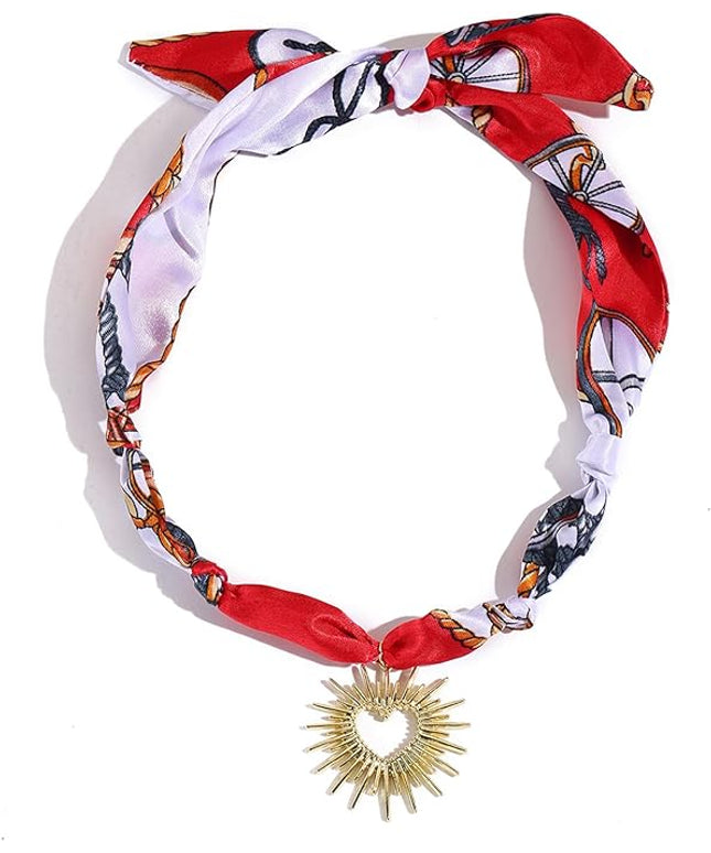 HETICA Scarf Necklace for Women Silk Western Charm Necklaces Fashion Accessory Jewelry Gift