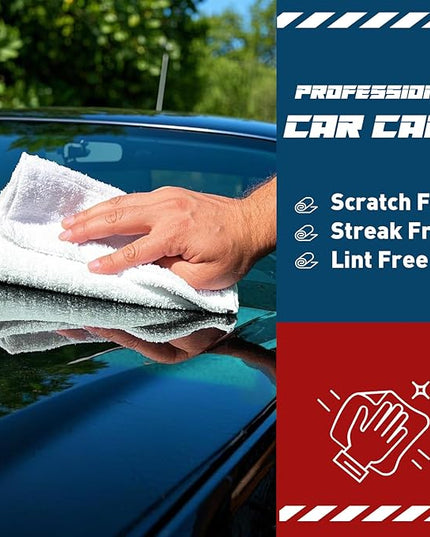 White Microfiber Towels- 50 Pack, Microfiber Cleaning Cloths Bulk, Microfiber Towels for Cars, Cleaning Rags (12x12 inches)