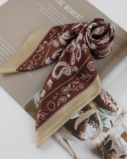 27.5 Inches Square Silk Feeling Neck Scarf for Men Necktie Silk Bandanas Pocket Square Cowboy Scarves