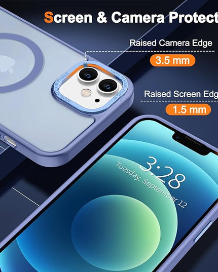 Hython Case for iPhone 12 Case Magnetic Translucent Matte Phone Cases 6.1" [Compatible with MagSafe] Thin Slim Fit Shockproof Bumper Hard Protective Cover for Women Men Girls, Light Blue