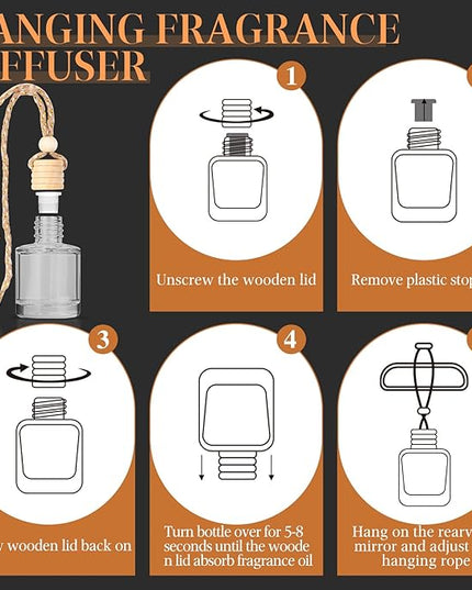 AROIC Hanging Car Air Freshener - 6 Pack Luxury Leather Scent Air Freshener Set, Long-Lasting Natural Essential Oil Fragrance Diffuser Eliminates Odors,Ideal Business Gift for Car Accessories Unisex