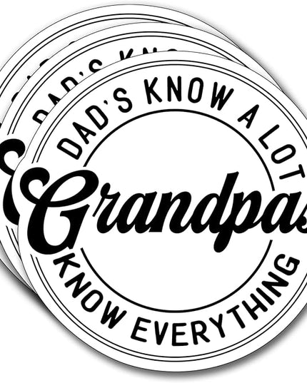 (3Pcs) Dad's Know a Lot Grandpas Know Everything Sticker, Gifts Dad Decorate Books Laptop Phone, Water Bottles Kindles Stickers, Tumbler Sticker Waterproof Vinyl Decorate Sticker 3" Inch
