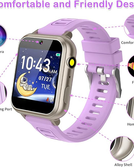 Kids Smart Watch Girls Ages 4-12, Smart Watch for Kids with HD Touch Screen 39 Games Camera Video Alarm Music Pedometer Flashlight 12/24 hr Educational Toys Birthday Gifts for Girls Age 6 7 8 9 10