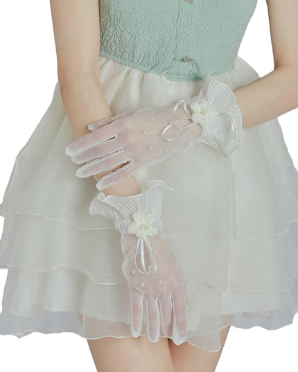 Sahabowi Satin Gloves Formal Bridal Banquet Party Wedding Opera Solid Colorful Mitten For Women