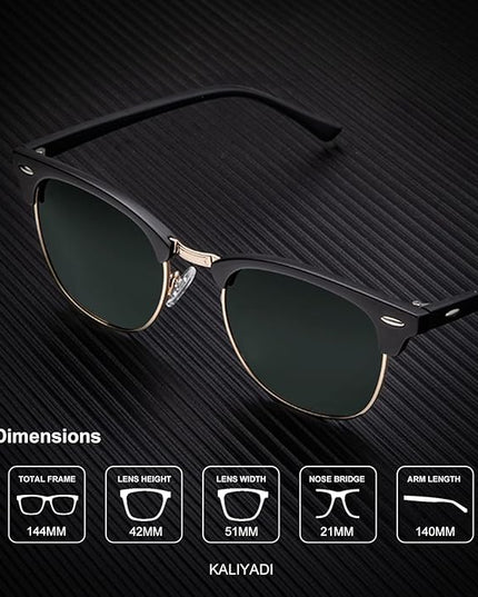 KALIYADI Polarized Sunglasses for Men and Women Semi-Rimless Frame Driving Sun glasses UV Blocking