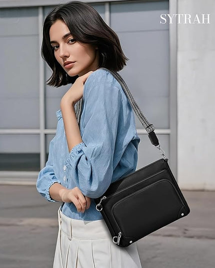 Anti-Theft Crossbody Purse for Women, Crossbody Shoulder Bag with Built-in Wallet & RFID Blocking for Travel Workout