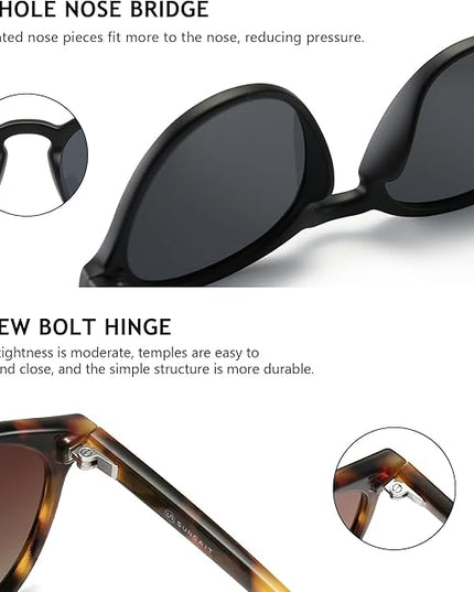 SUNGAIT Classic Vintage Round Polarized Sunglasses for Women Men Retro Style UV400