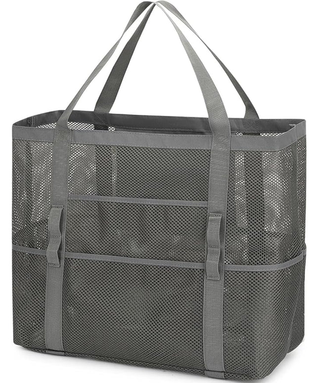 Mesh Beach Bag, Large Beach Tote with Zipper Pocket, Toys Pool Bag for Family Travel Vacation Cruise Essentials