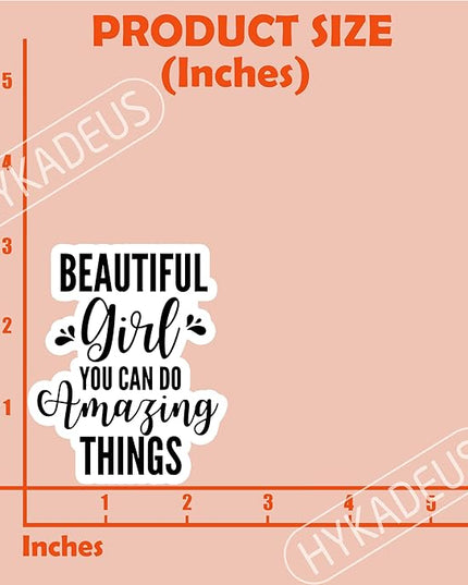 (3Pcs) Beautiful Girl You Can Do Amazing Things Sticker Encouraging & Motivational Stickers Inspirational Quote Positive Affirmation Vinyl Decals for Laptop, Water Bottle, Journal, Planner, 3" x 2.5"