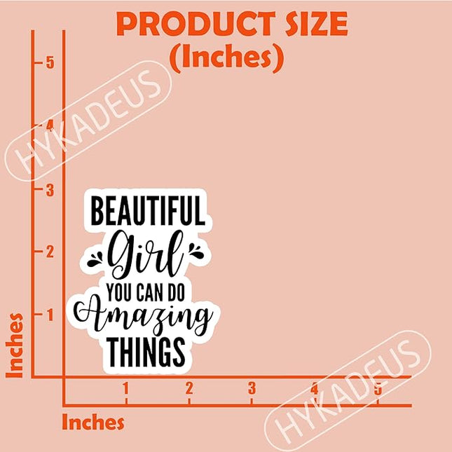 (3Pcs) Beautiful Girl You Can Do Amazing Things Sticker Encouraging & Motivational Stickers Inspirational Quote Positive Affirmation Vinyl Decals for Laptop, Water Bottle, Journal, Planner, 3" x 2.5"