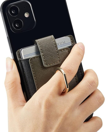 BIAJIYA Phone Card Holder RFID Leather Wallet Credit Adhesive Cell Case Stick-on Card Holder for Women and Men Back of Phone for Most of Smartphones