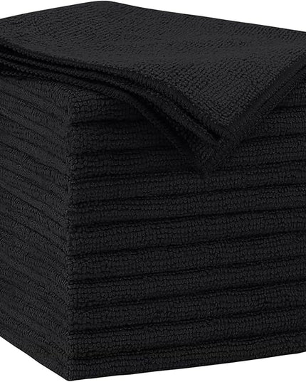 AIDEA Microfiber Cleaning Cloth Black 12PK, Microfiber Towels for Cars, Premium Car Cloths, Dusting Cloth Lint Free Cleaning Rags for SUVs, House, Kitchen, Window, Workshops,11.5×11.5"